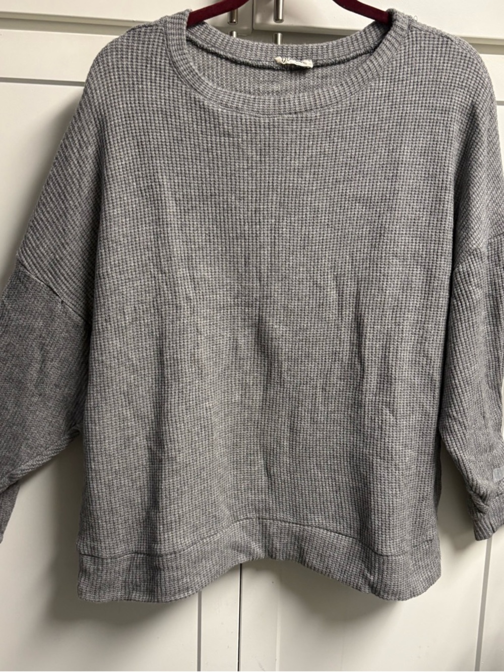 Waffle-Knit Grey Tunic Top - Comfortable Everyday Layer